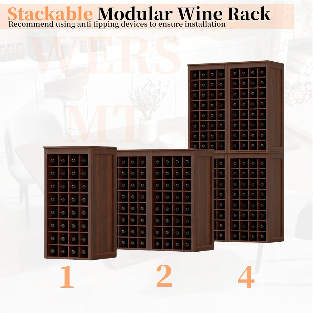 WERSMT 8-Tier Freestanding Wine Rack Wood, 32 Bottles Wine Rack Counter for S...