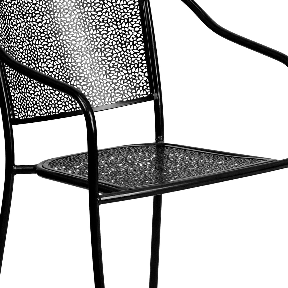 Flash Furniture Commercial Grade Black Indoor-Outdoor Steel Patio Arm Chair w...