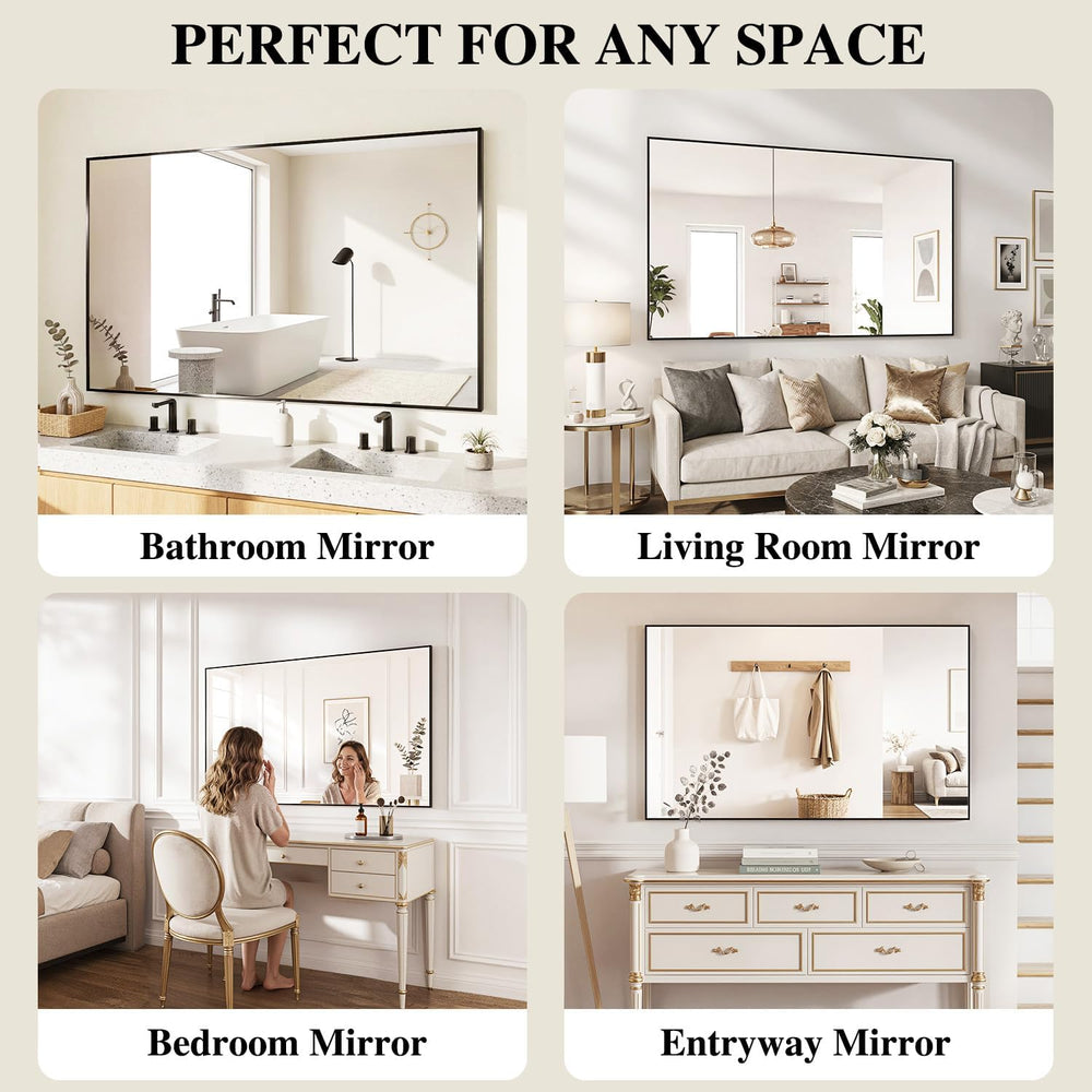 Koonmi Black Mirrors for Wall, 30x60 Inch Bathroom Mirror, Rectangular Wall M...