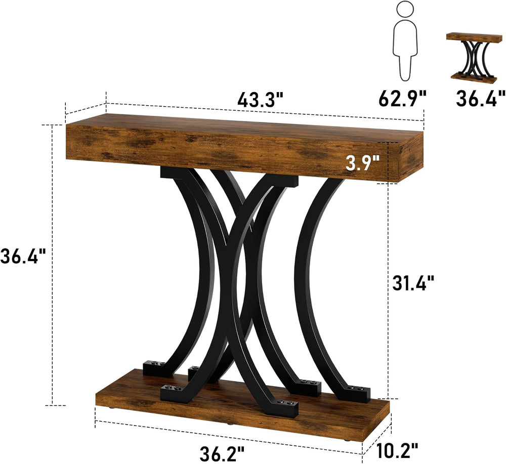 JUSTOGO 43.3" Console Table for Entryway, Industrial Sofa Table Entryway...