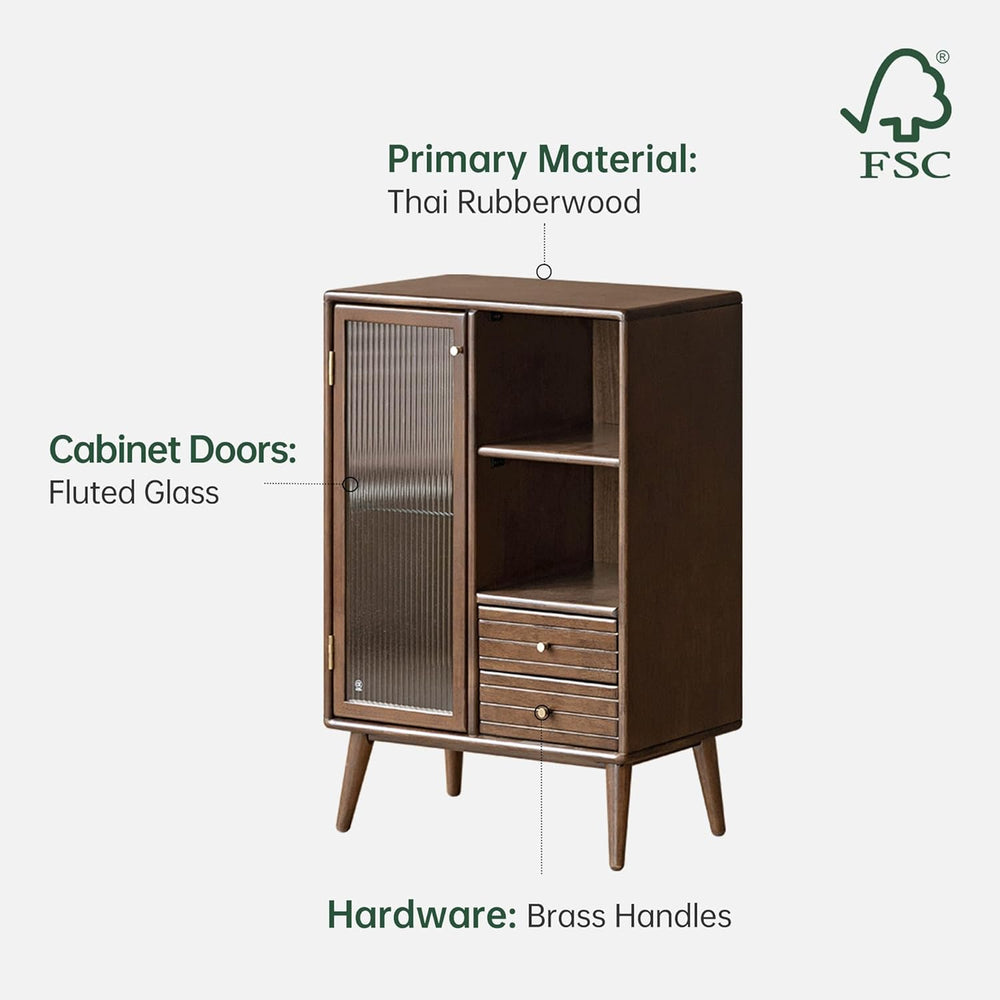 Sideboard Buffet Cabinet with Storage, 100% Solid Rubberwood Wood Coffee Bar ...