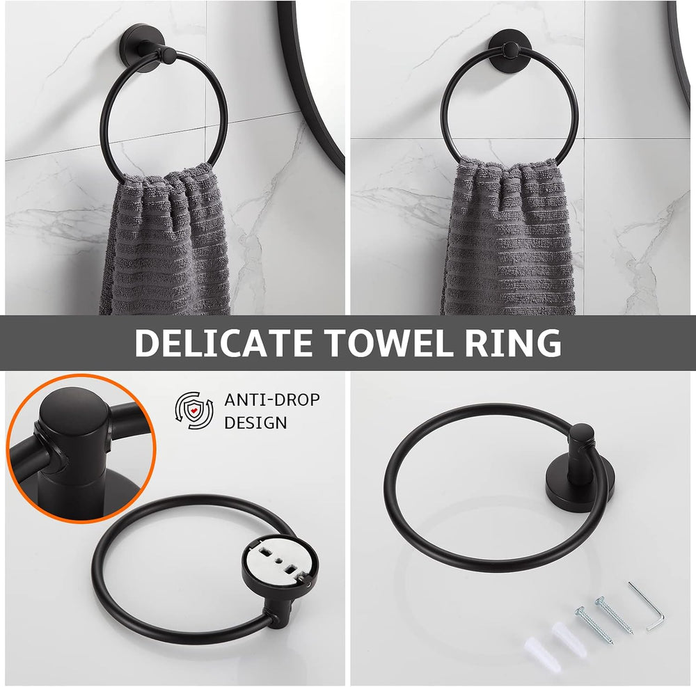 BGL Bathroom Hardware Set Matte Black 4-Pieces Bathroom Towel Rack 24 Inches ...