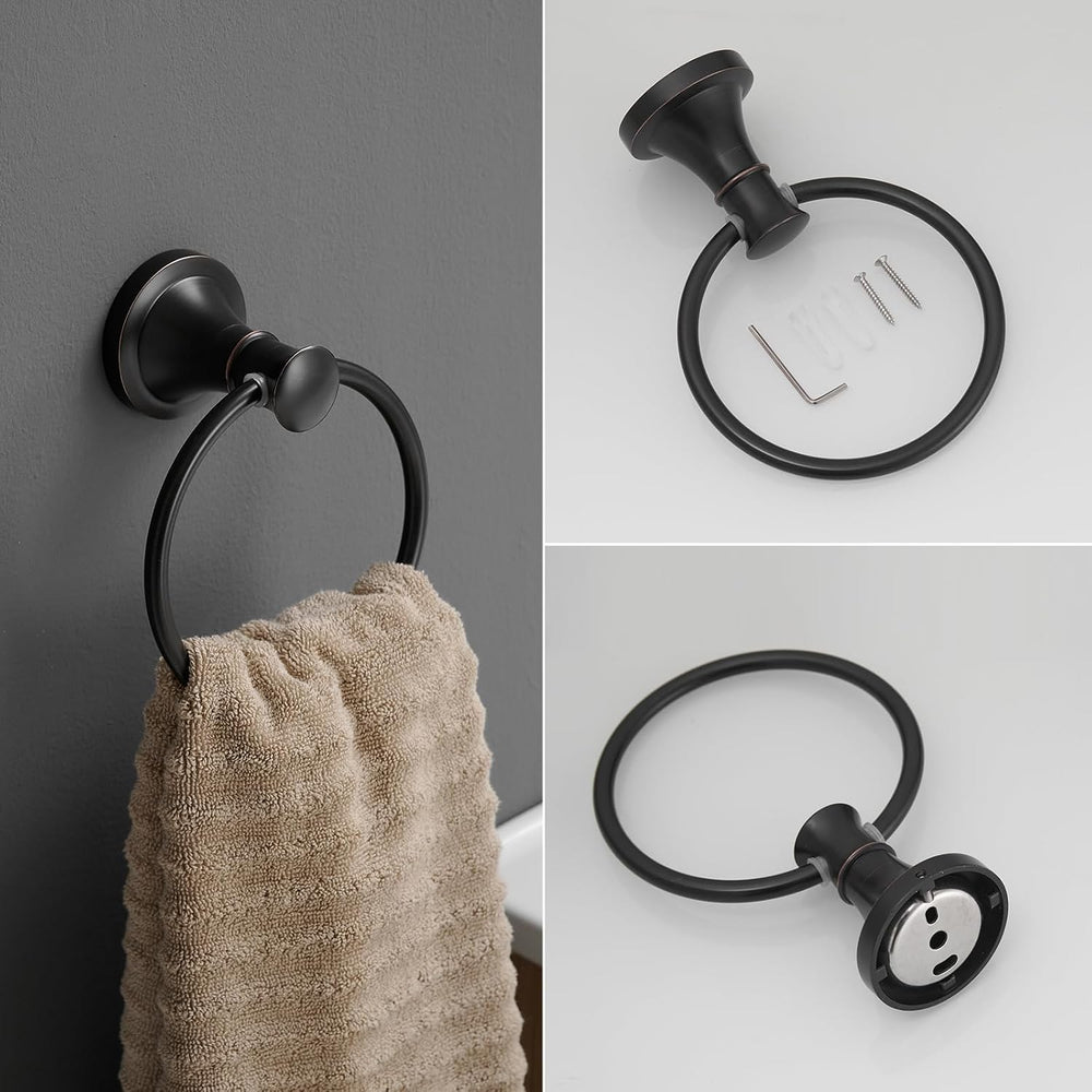 Pivoting Toilet Paper Holder and Hand Towel Ring, Oil Rubbed Bronze