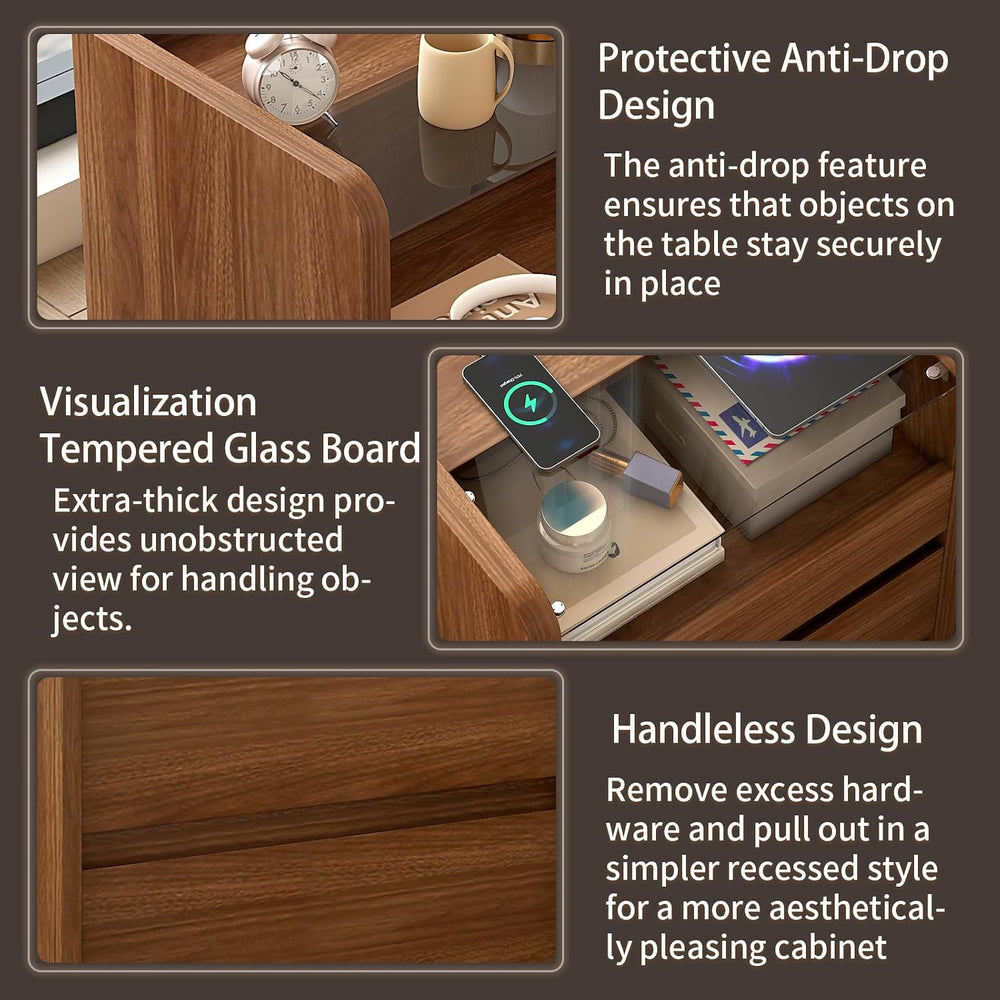 Messenya Modern Nightstand for Bedrooms Set of 2, 20" Wide w/Charging St...