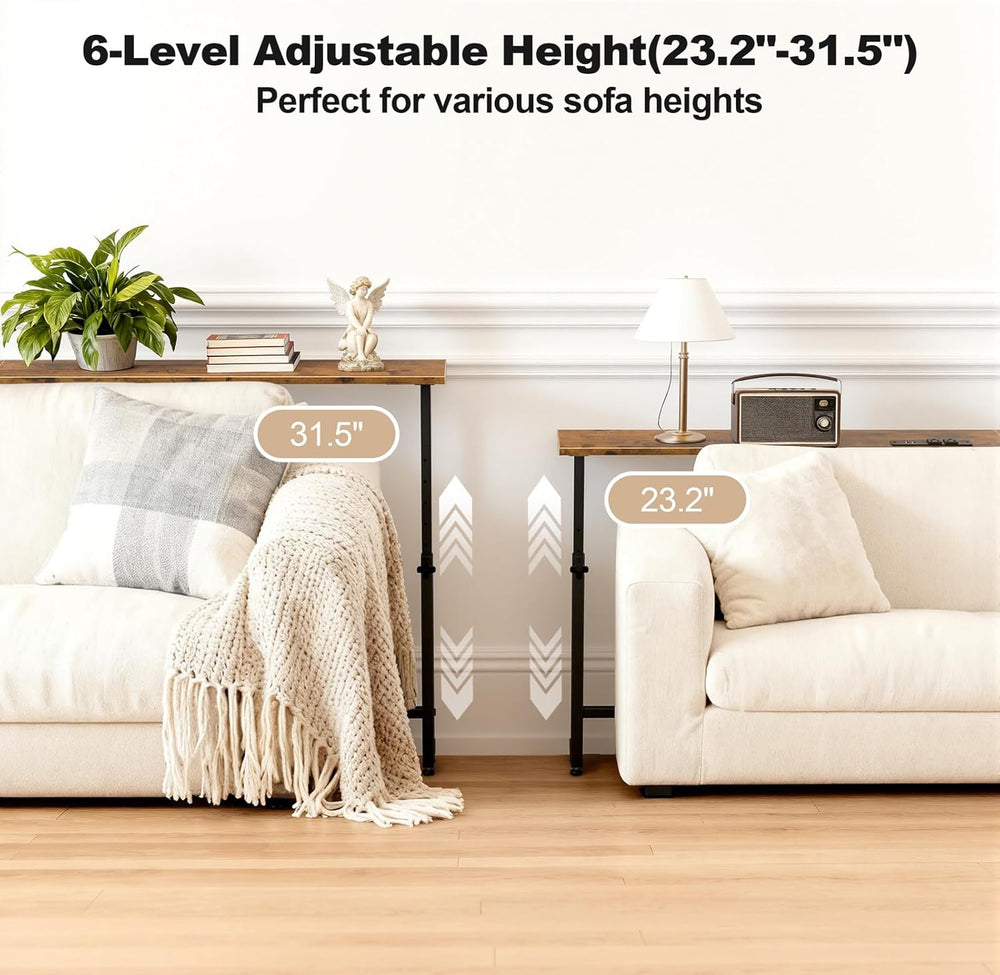 Faesun 70.9 Inch Behind Couch Table, 24"-32" Adjustable Height Rang...