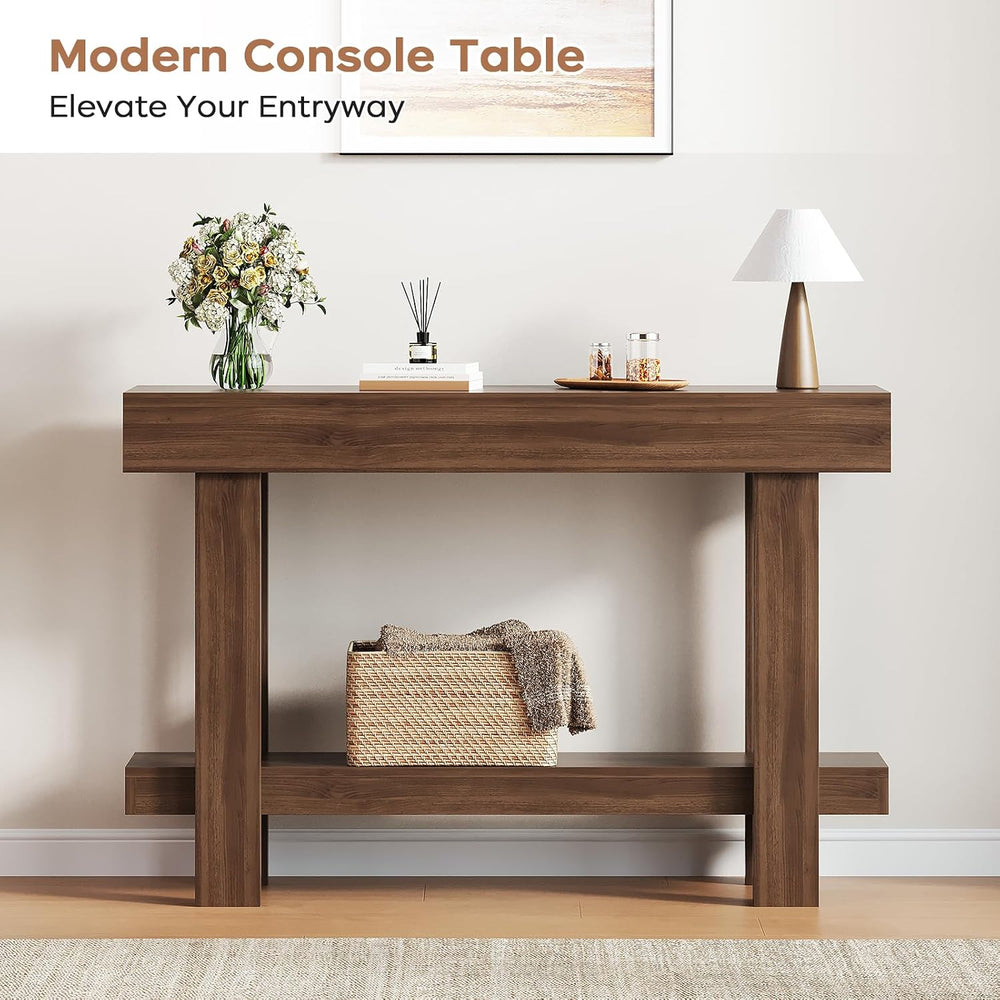 Console Table for Entryway, 47.2" Narrow Farmhouse Sofa Table Walnut | T...