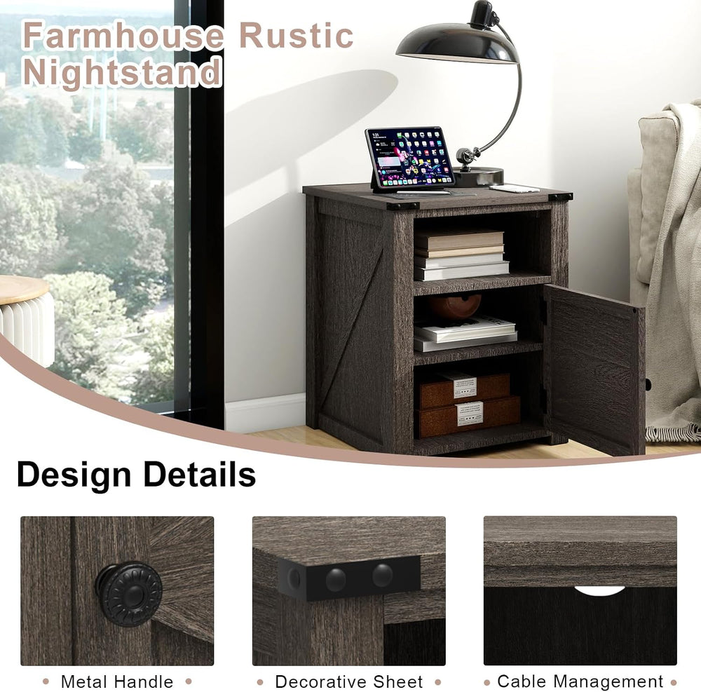 MUUEGM 24" Nightstand with Charging Station, End Table, Side Table with ...