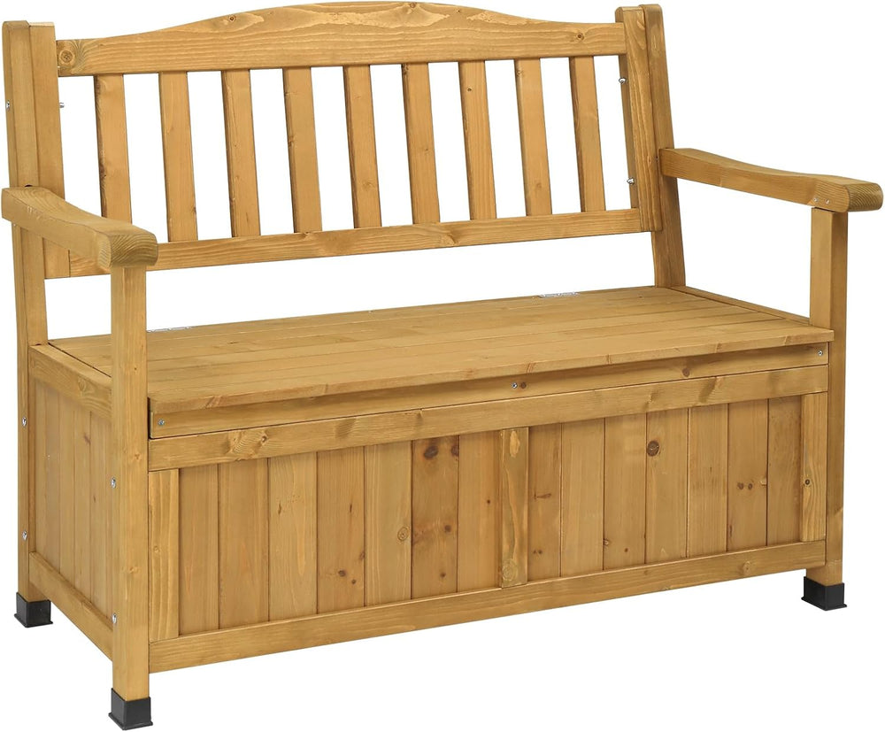 Outdoor Wood Storage Bench Deck Box, Entryway Porch Storage Bench, Wood Loves...
