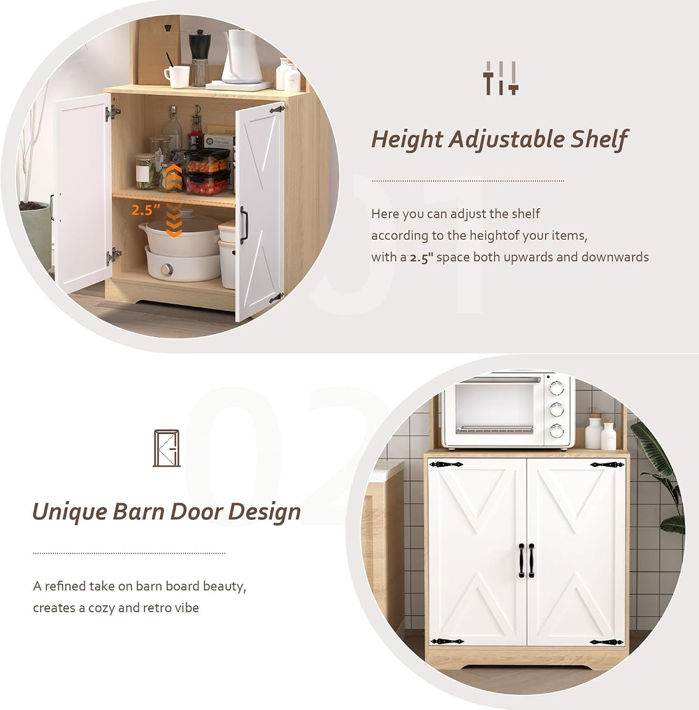 71" Tall Pantry Cabinet, Kitchen Cabinet with Microwave Stand & Stor...