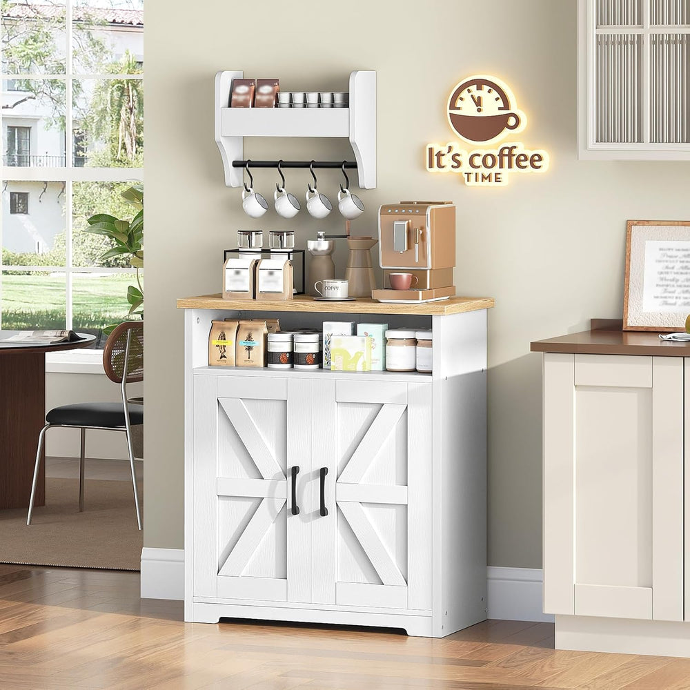 YATINEY Coffee Bar Cabinet, Kitchen Island with Storage, Farmhouse Sideboard ...