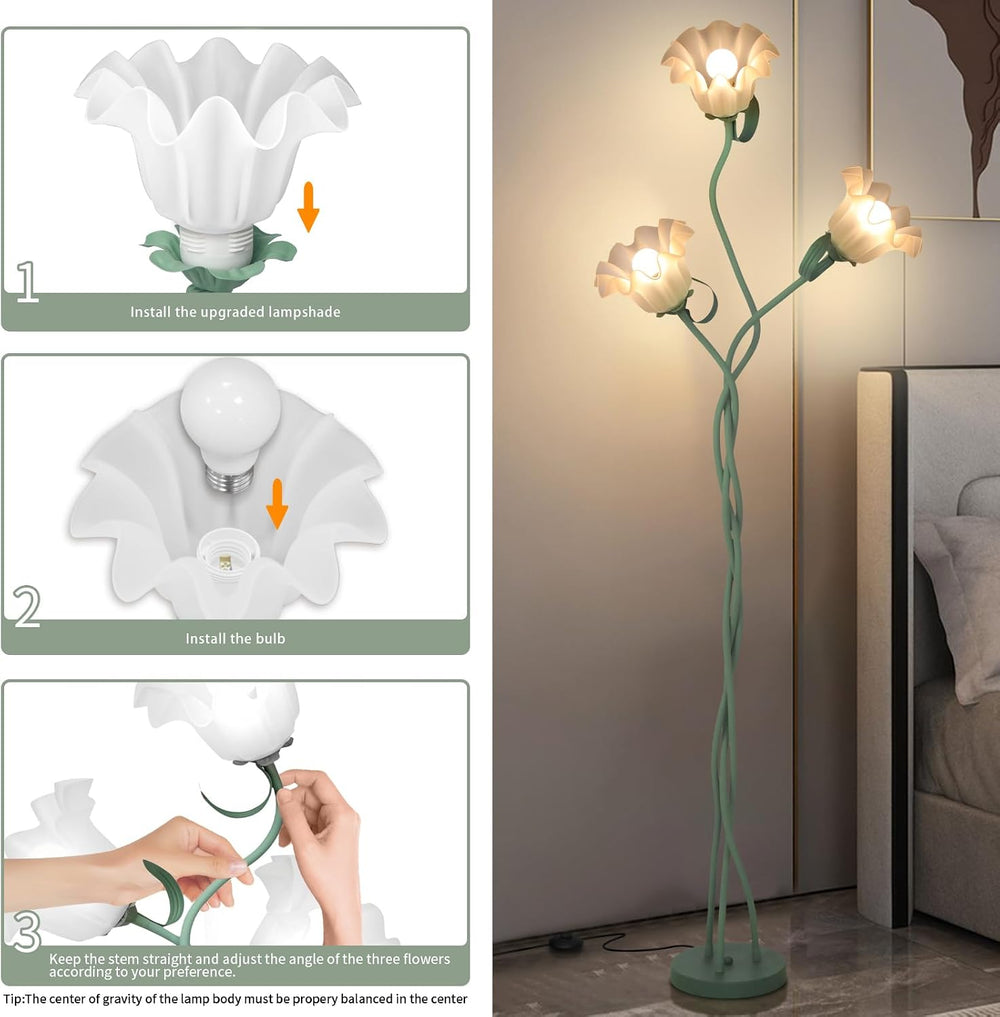 Flower Floor Lamp for Living Room, Tall Flower Reading lamp with Flexible Nec...