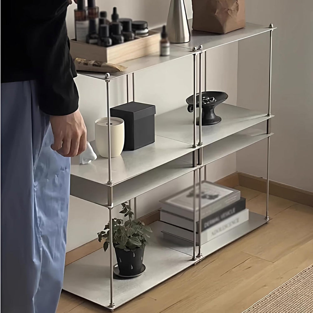 2 Tier Stainless Steel Side Table,Modular Stainless Steel Shelving Unit, Meta...