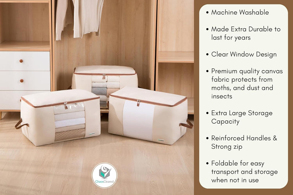 Chaos Cleared Canvas Storage Bags Designer Organizer for Comforters 2 Pack – ...