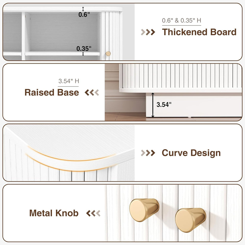 AKMAKM Fluted Entryway Bench with Shoe Storage, 31" W Small Shoe Bench w...
