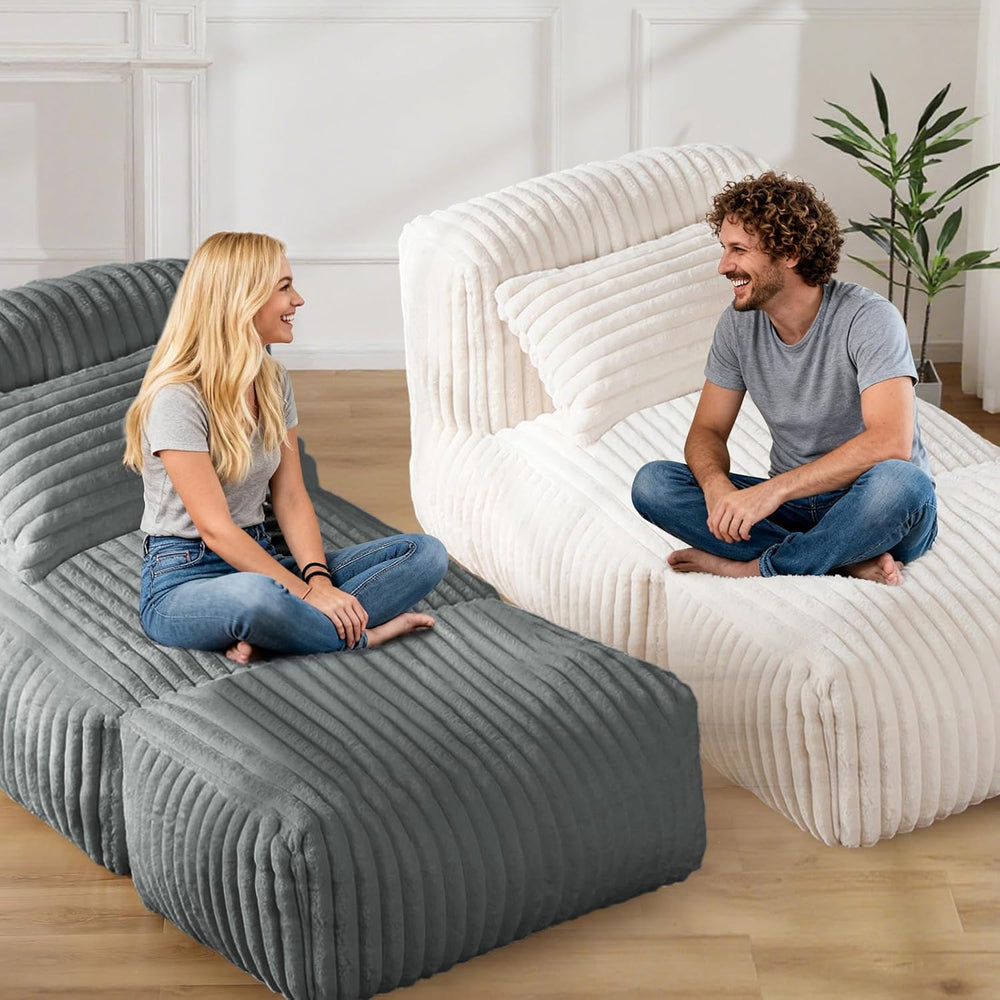 Big Bean Bag Lounger Sofa with Pillow, Large Bean Bag Chairs for Adults, Over...
