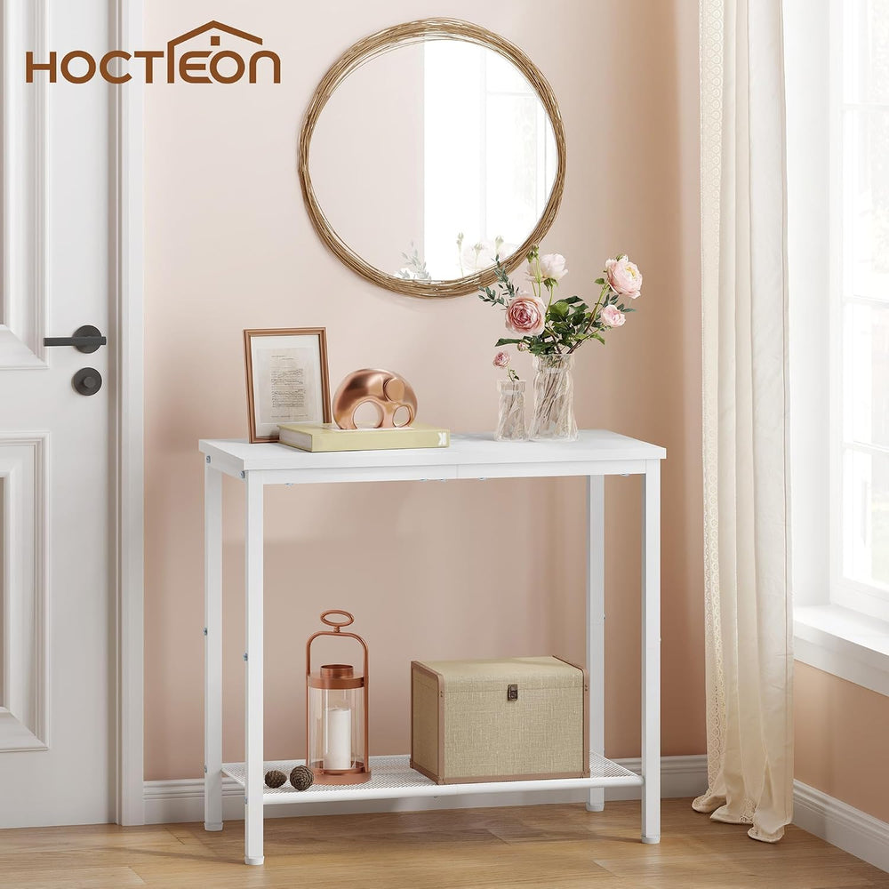 Hoctieon 2 Tier End Table, Sofa Side Table, Narrow Side Table with Storage, S...