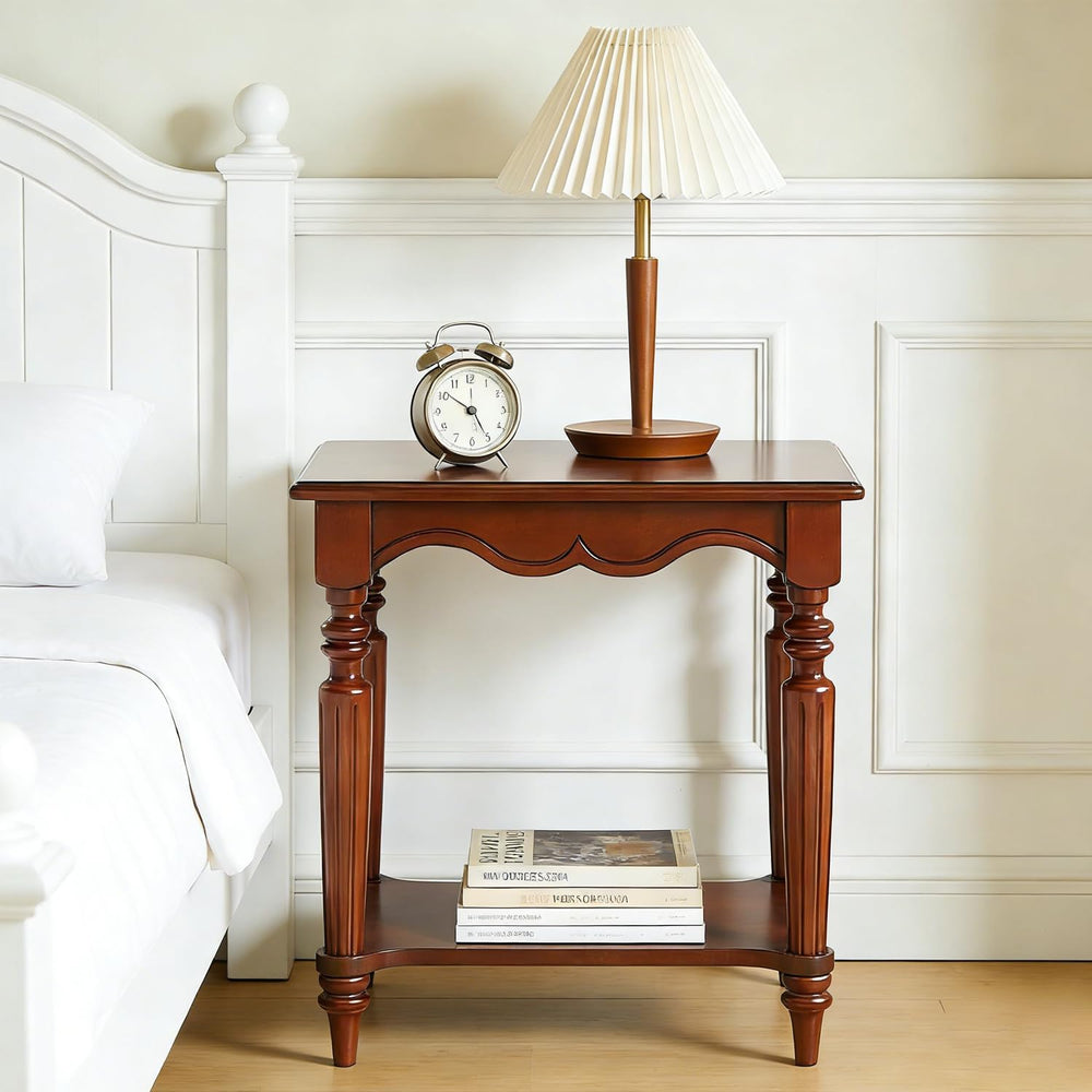 YUNMUAIR-2-Tier Side Table,Vintage Rectangle Sofa Side Tables,Mid Century Acc...
