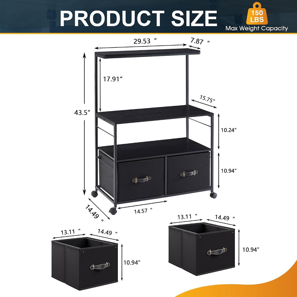 VECELO Mobile Filing Cabinet on Lockable Wheels,Under Desk Organizer with Han...