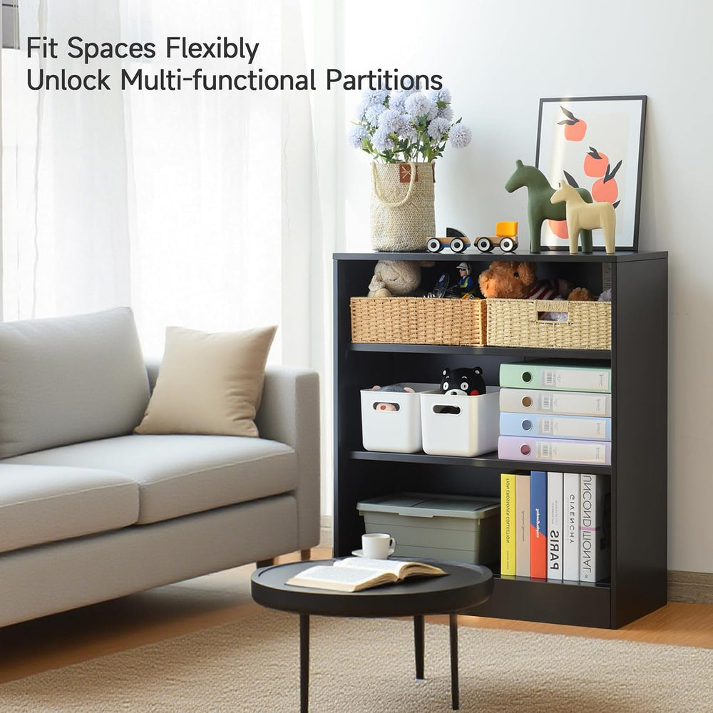 Metal Open Bookshelf, 3 Tier Black Office Shelves, Small Bookshelf Bookcase |...