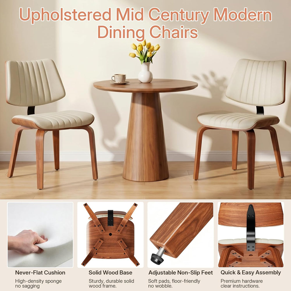 Dining Chairs Set of 2,Mid Century Modern Upholstered Kitchen Chairs with Erg...