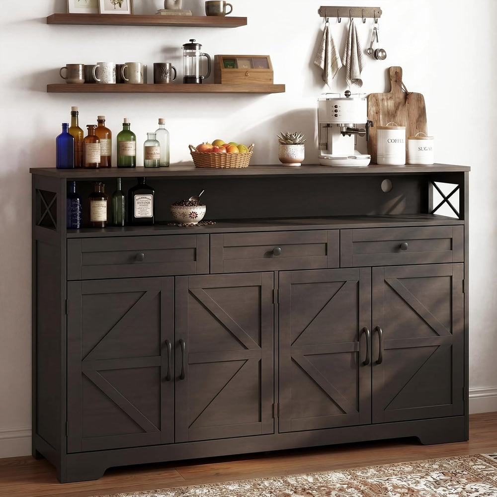 Sideboard Buffet Cabinet with Storage, 55" Kitchen Buffet Cabinet with C...
