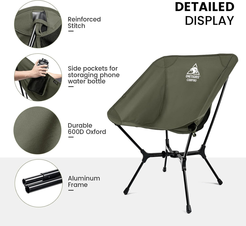 ONETIGRIS OasisFlex Camping Chair,Portable Chair with Carry Bag,Great for Cam...