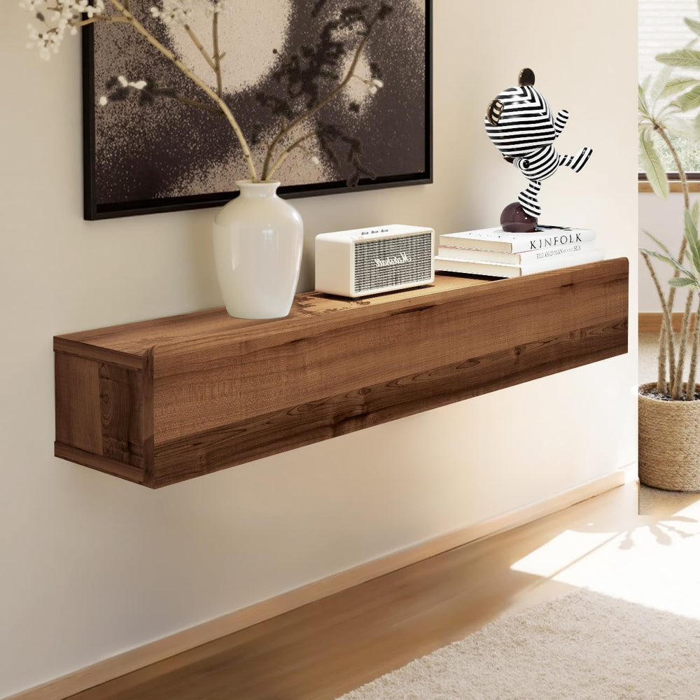 Floating Solid Wood Console Table, 47'' Wall Mounted Narrow Entryway ...