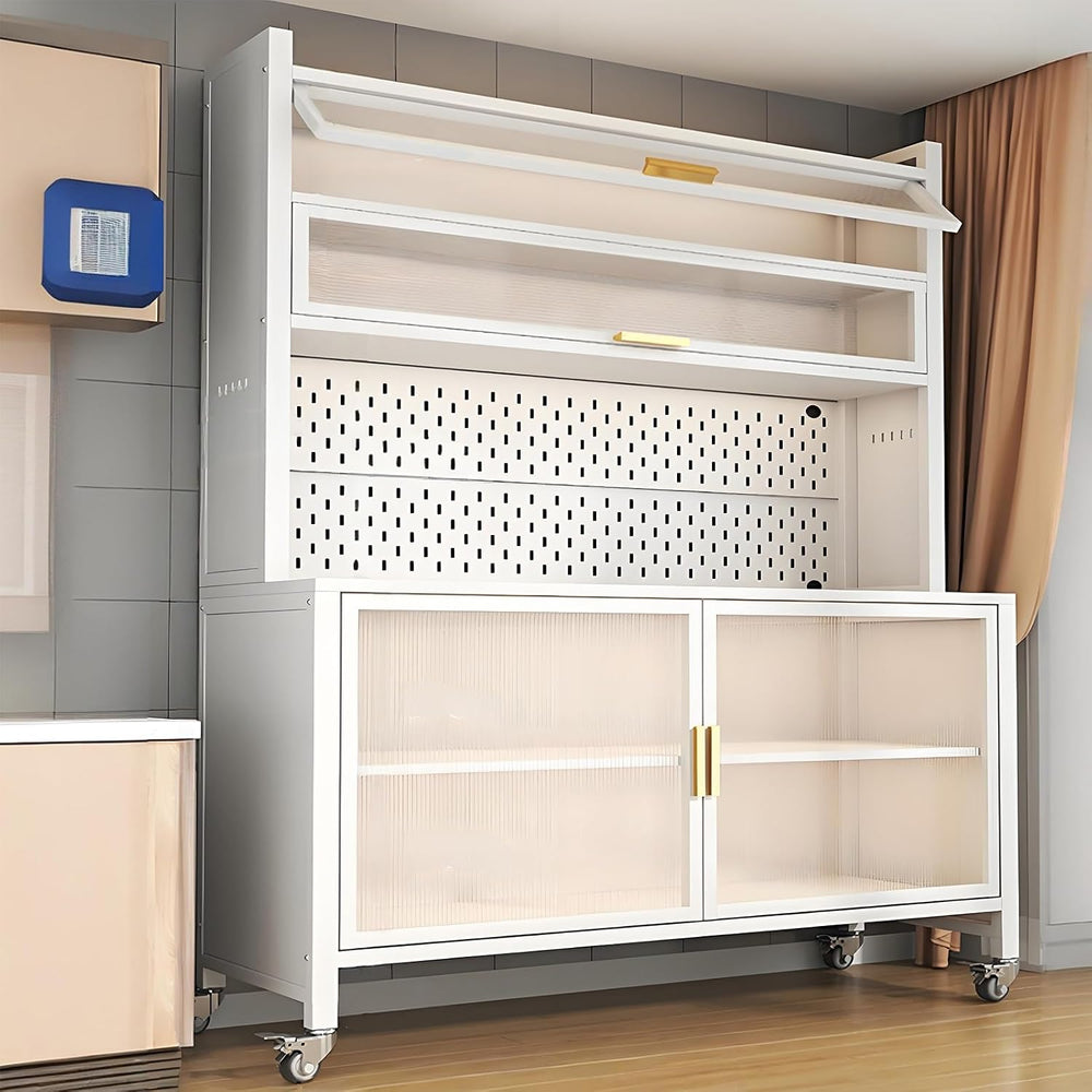 Kitchen Storage Cabinet with Adjustable Shelves, Freestanding Cupboard for Ki...