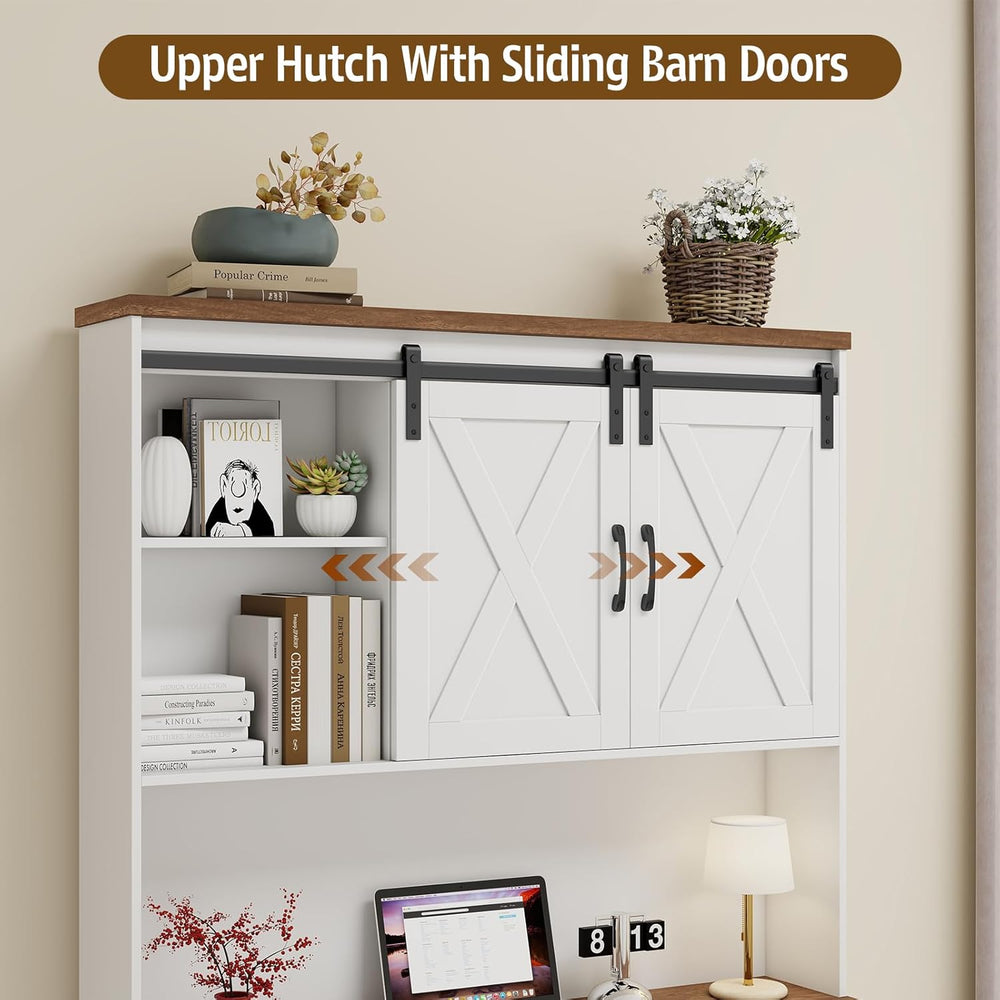 Vabches 67.7 Inch Farmhouse Pantry Storage Cabinet with Sliding Barn Doors, 2...