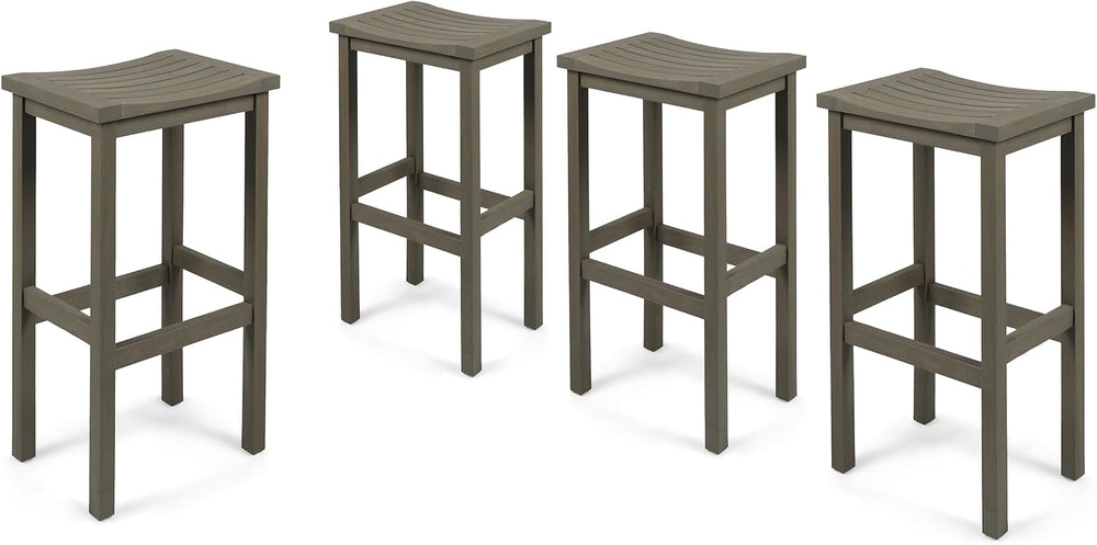 Christopher Knight Home Caribbean Outdoor 30" Acacia Wood Barstools, 4-P...