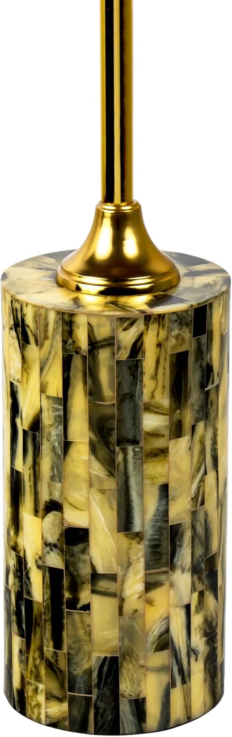 JONATHAN Y Hedda Gold Iron 23.5" Round Pedestal Drink Table with Yellow ...
