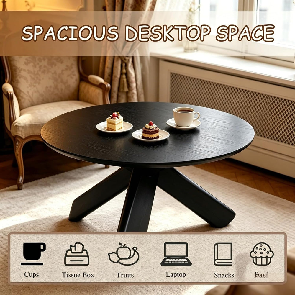 Need 40in Round Coffee Table for Living Room, Modern Natural Wood Center Tabl...