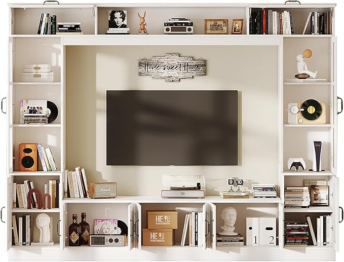 AMERLIFE 98" W Wall Unit TV Stand with Storage for TVs up to 80", M...