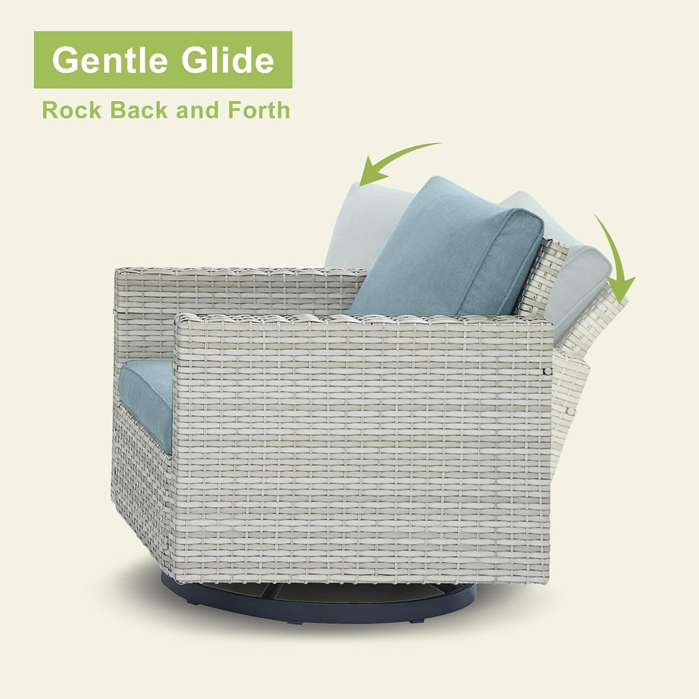 Outdoor Patio Swivel Rocker Chairs - 3 Piece Wicker Patio Furniture Bistro Sw...