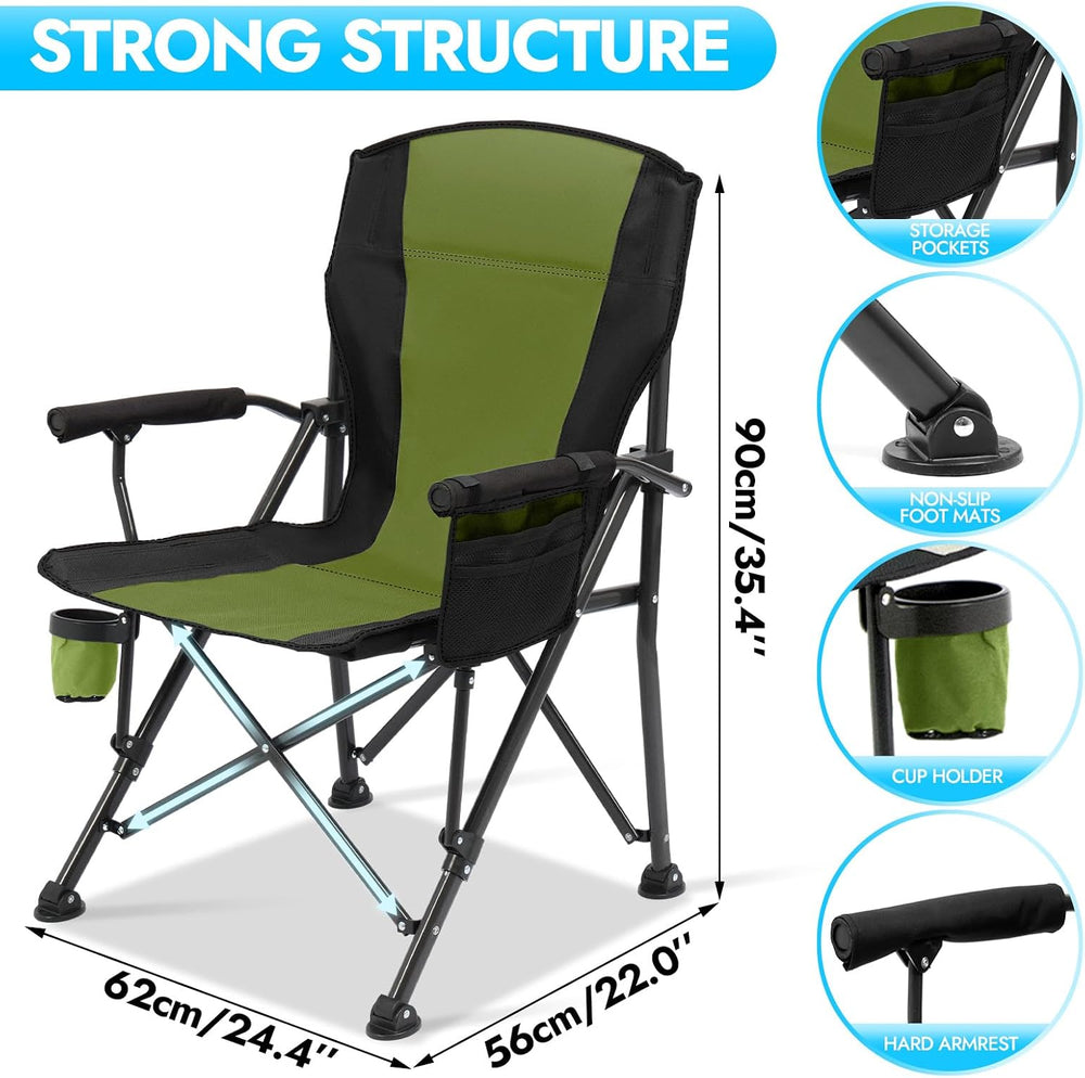 2 Pack Oversized Folding Camping Chair for Adults, Supports 450 LBS Camping C...
