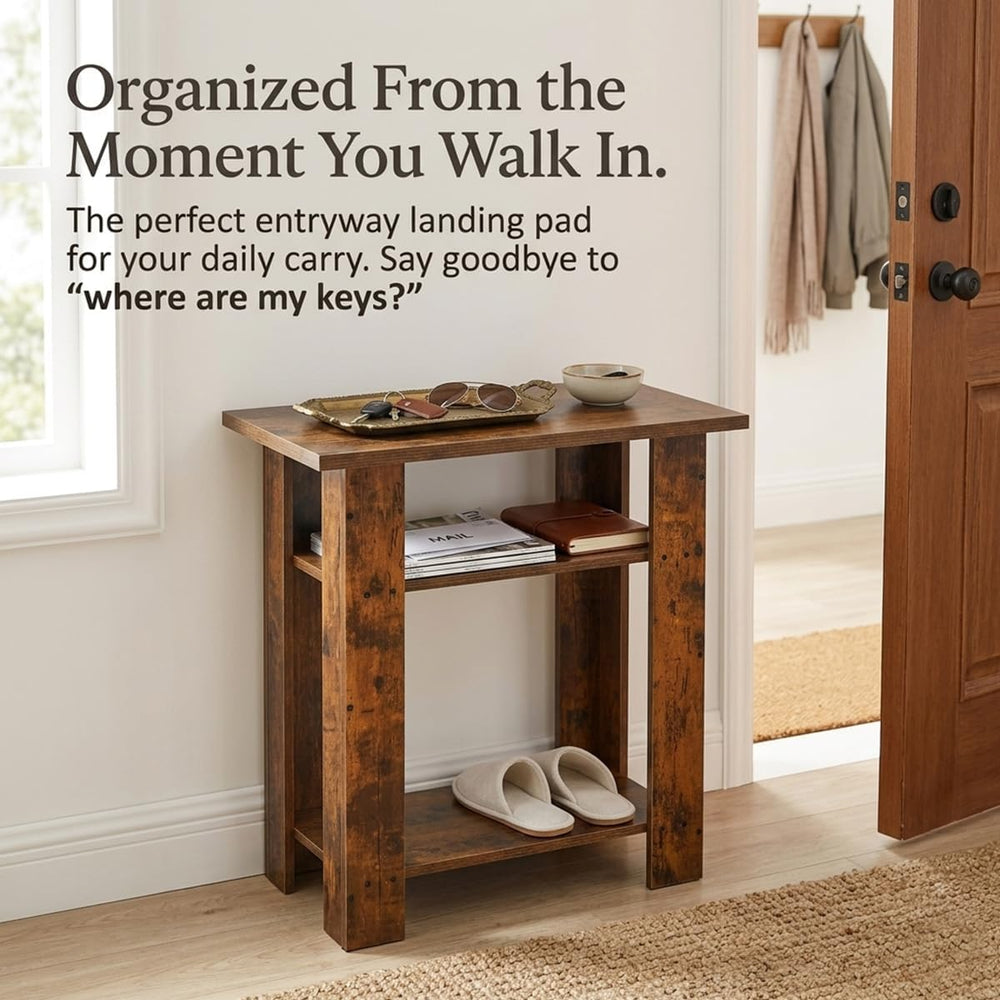 Narrow Side Table, 3 Tier Rustic End Table for Living Room, Small Wood Nights...