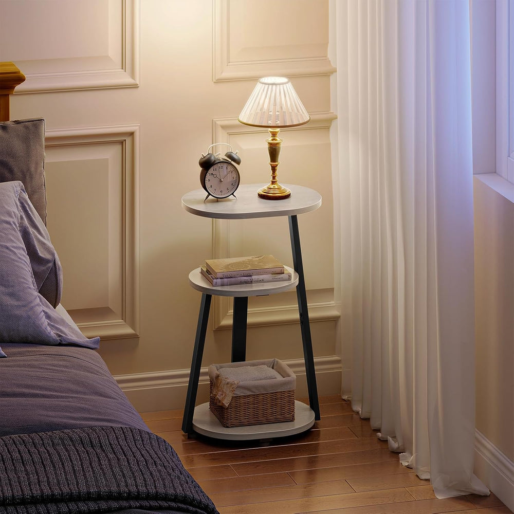 Kalrin Side Table, Small End Table with Metal Frame, 3-Tier Bedside Tables, R...