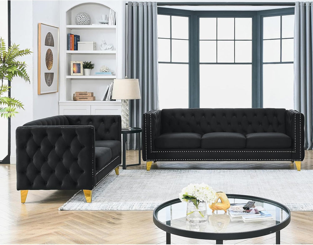 Antetek 80-inch Couches + 58-inch Loveseat Sofa Set for Living Room, Modern B...