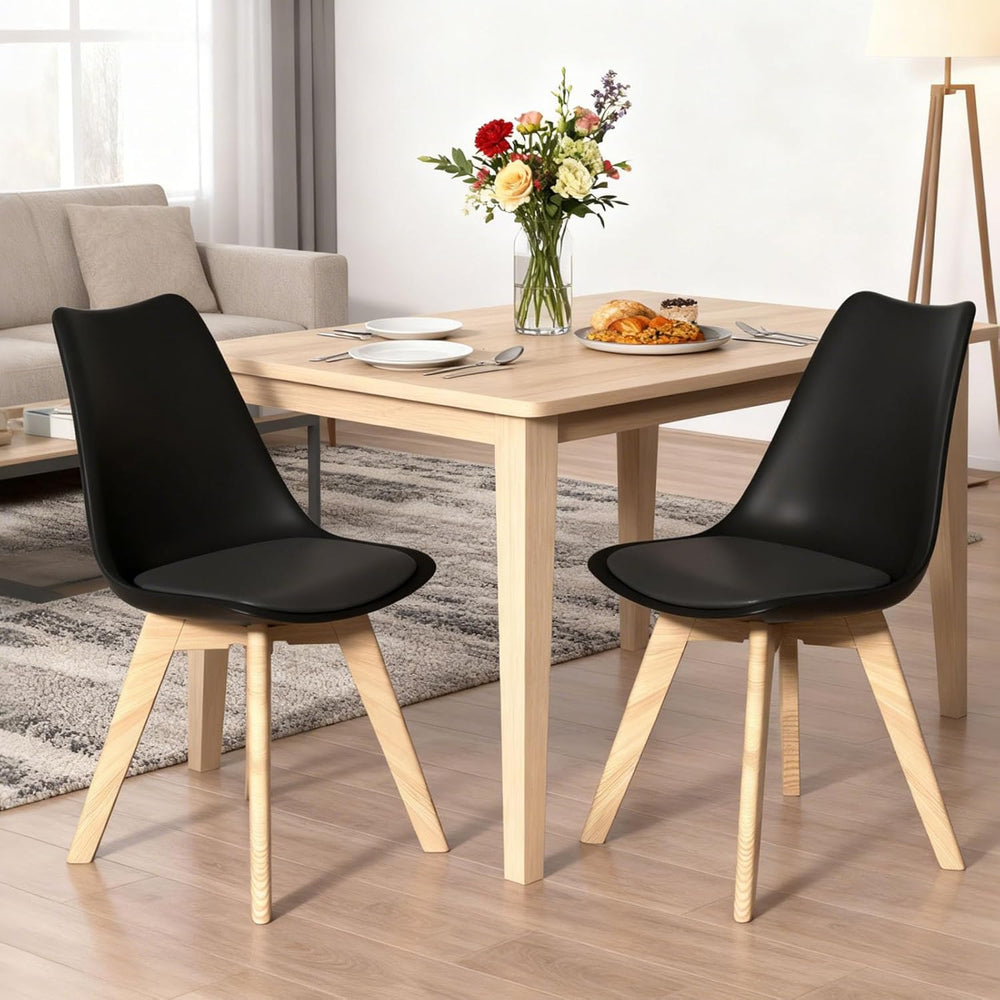 Dining Chairs Set of 4, Mid-Century Kitchen & Dining Room Chairs with Woo...