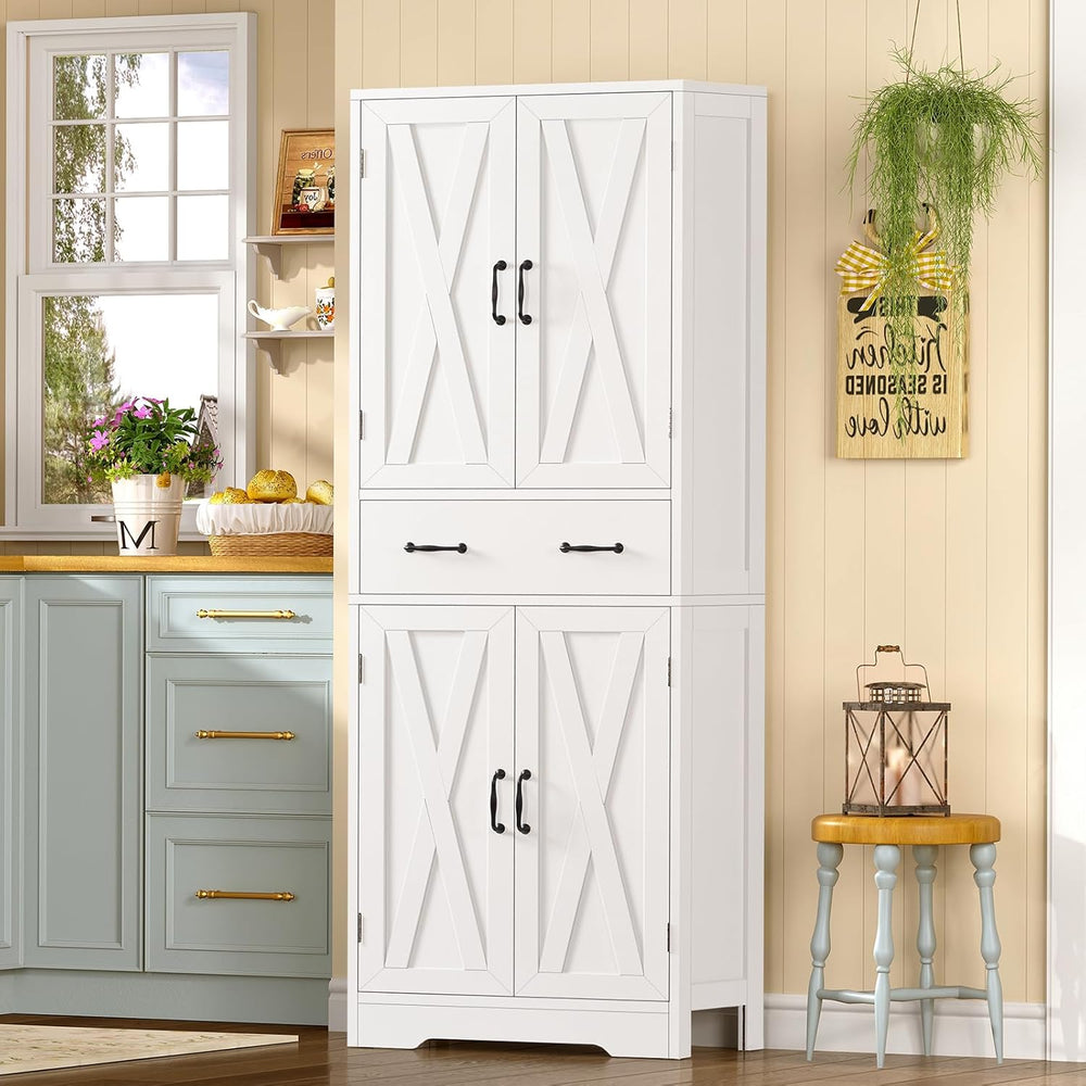 TEENFON Tall Storage Cabinet with 2 Adjustable Shelves & 1 Large Drawer, ...