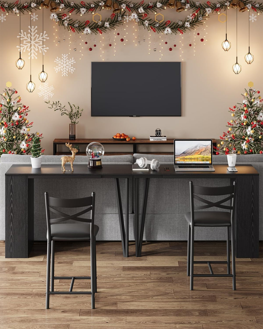 GAOMON 3 Piece Bar Table Set for 2, Bar Table and Chairs Set with with Flip T...