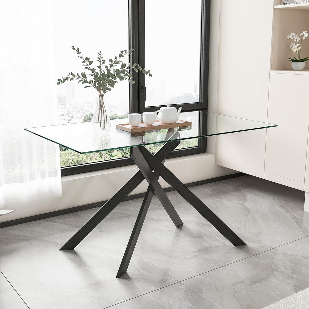 Modern Dining Table for 4-6 People, 51" Rectangle Dining Room Table with...