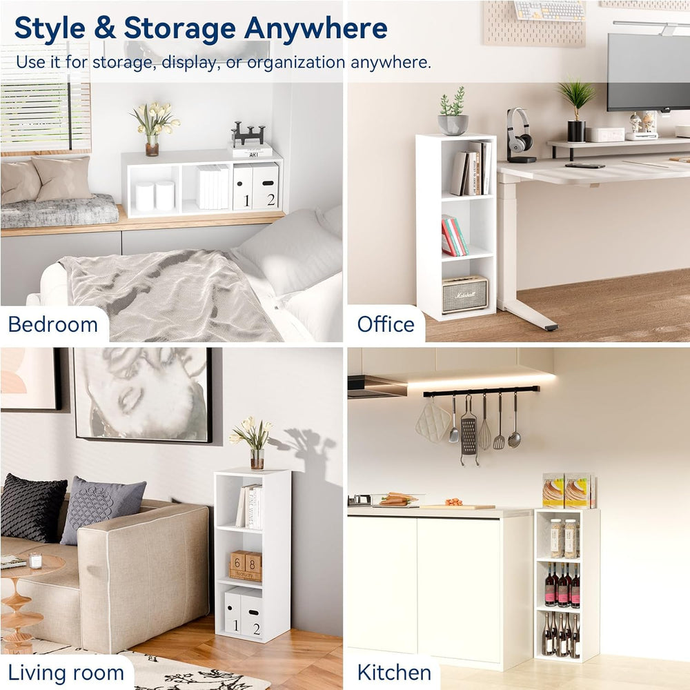 Whitmor 3 Cube Bookcase Stackable MDF Storage Organizer 11 Inch