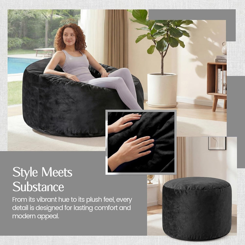 5FT Bean Bag Chair for Adults, Gaint Bean Bag with Filling, Memory Foam Bean ...