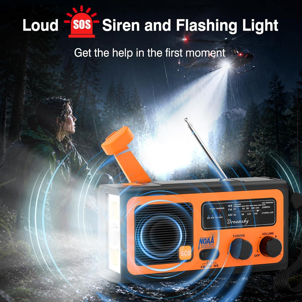 Dreamsky NOAA Emergency Radio Weather Alert with Hand Crank Solar