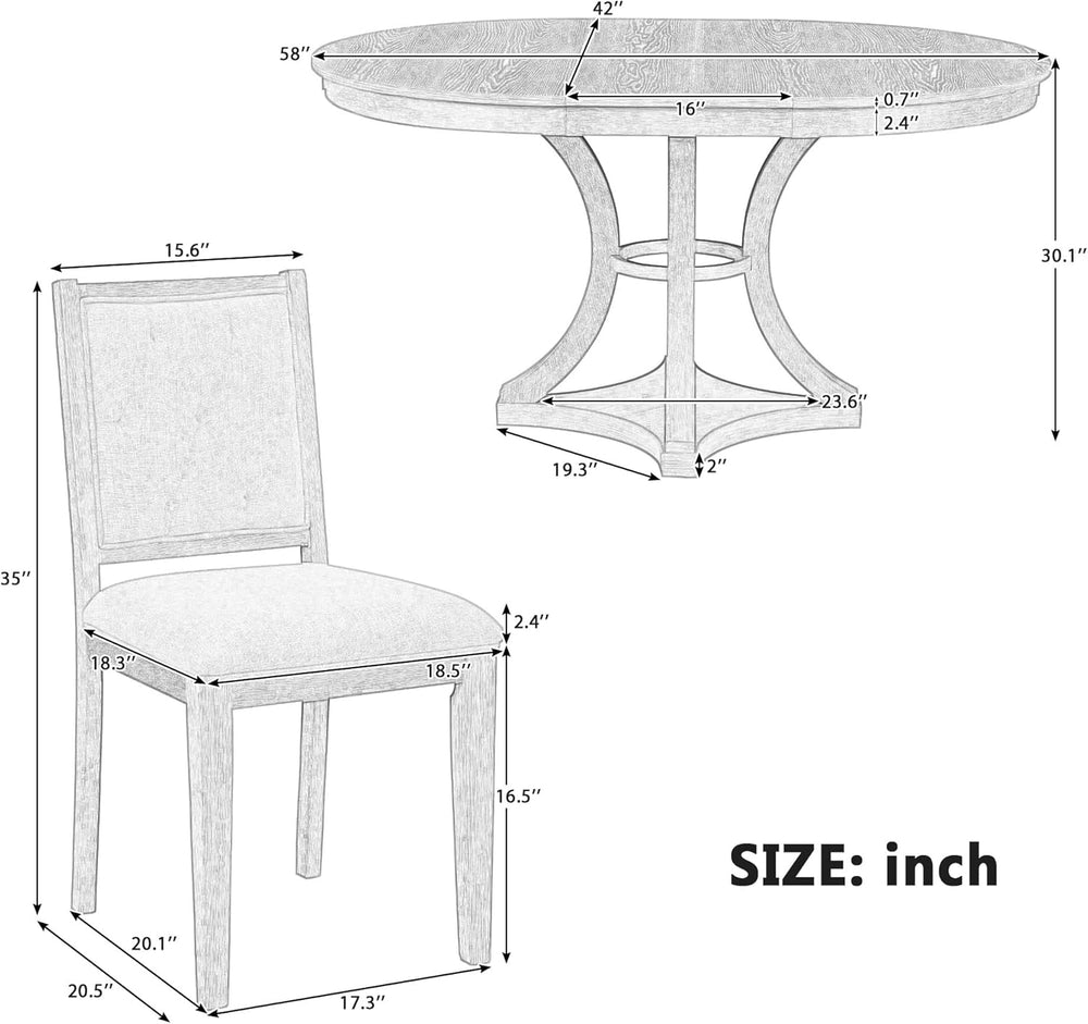 Bellemave Extendable Dining Table Set for 4, 5-Piece Retro Round Table Set wi...