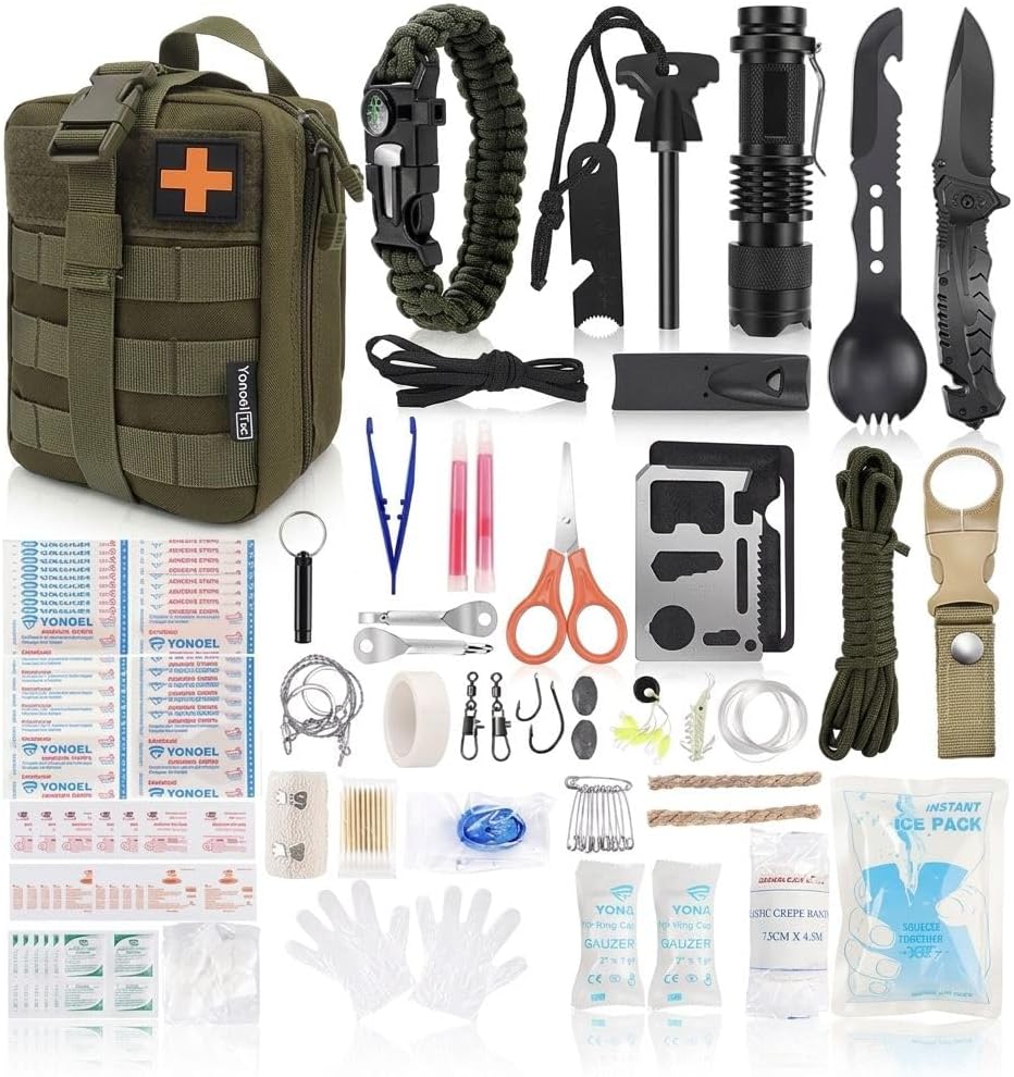 217-Piece Emergency Survival & First Aid Kit, Tactical Molle Pouch with F...