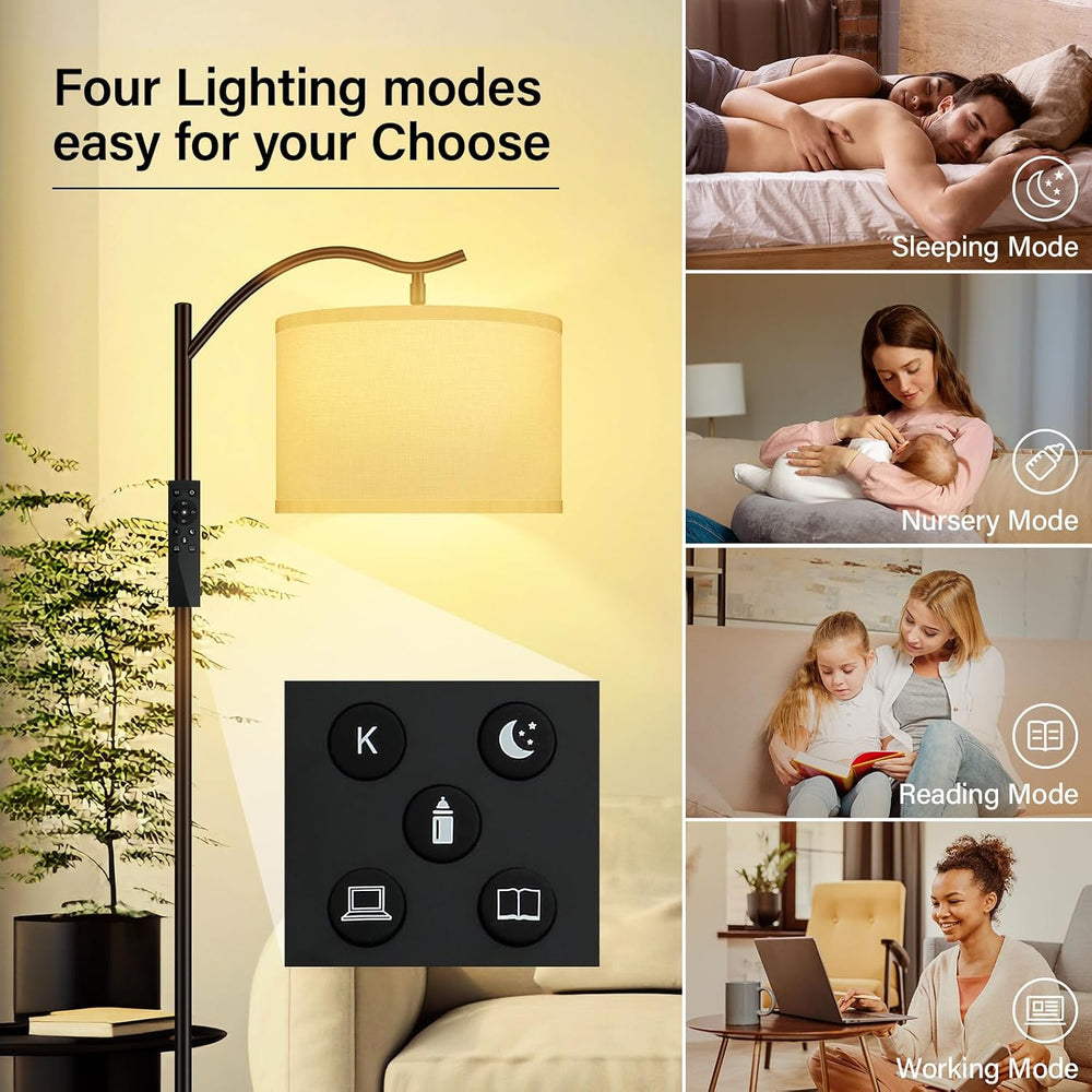 BoostArea Floor Lamp for Living Room,Arc Floor Lamp with Remote Control,Stepl...