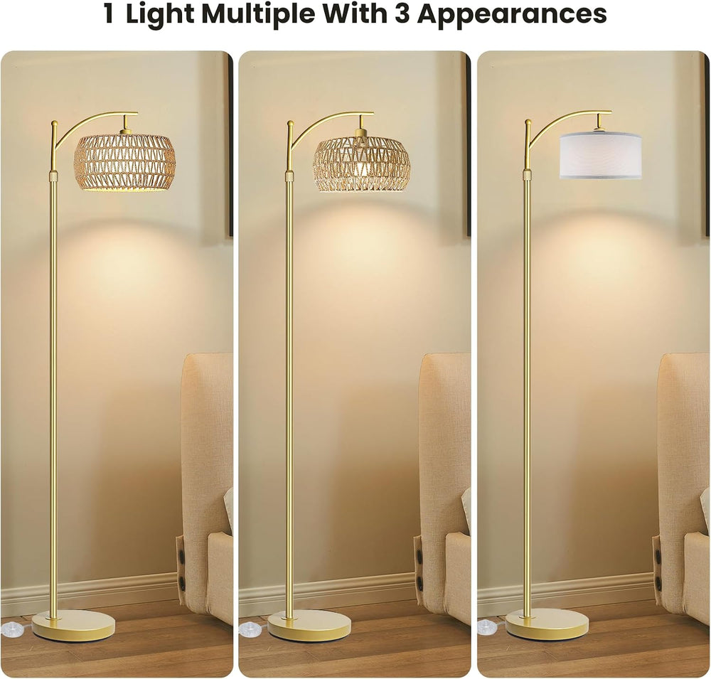 Yusist Arc Floor Lamp for Living Room,Farmhouse Floor Lamps with Remote Contr...