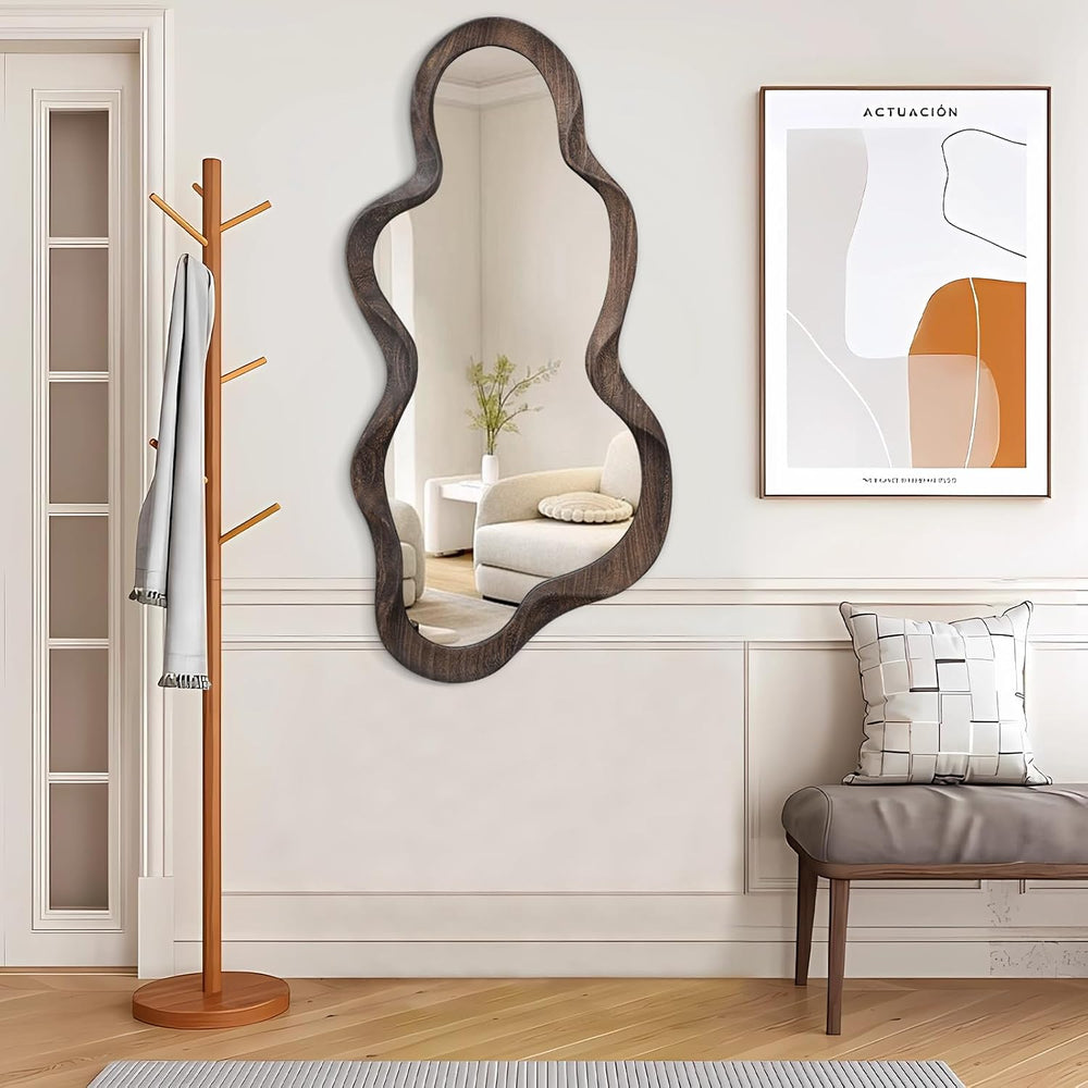 Asymmetrical Mirrors for Wall Unique Cloud Wood Frame Irregular Mirror
